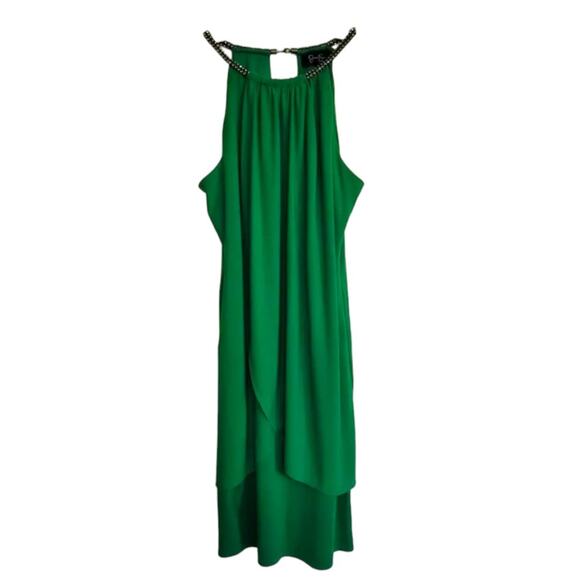 Jessica Simpson Green Tulip Hem Embellished Halter Neckline Size 10 - Picture 2 of 11